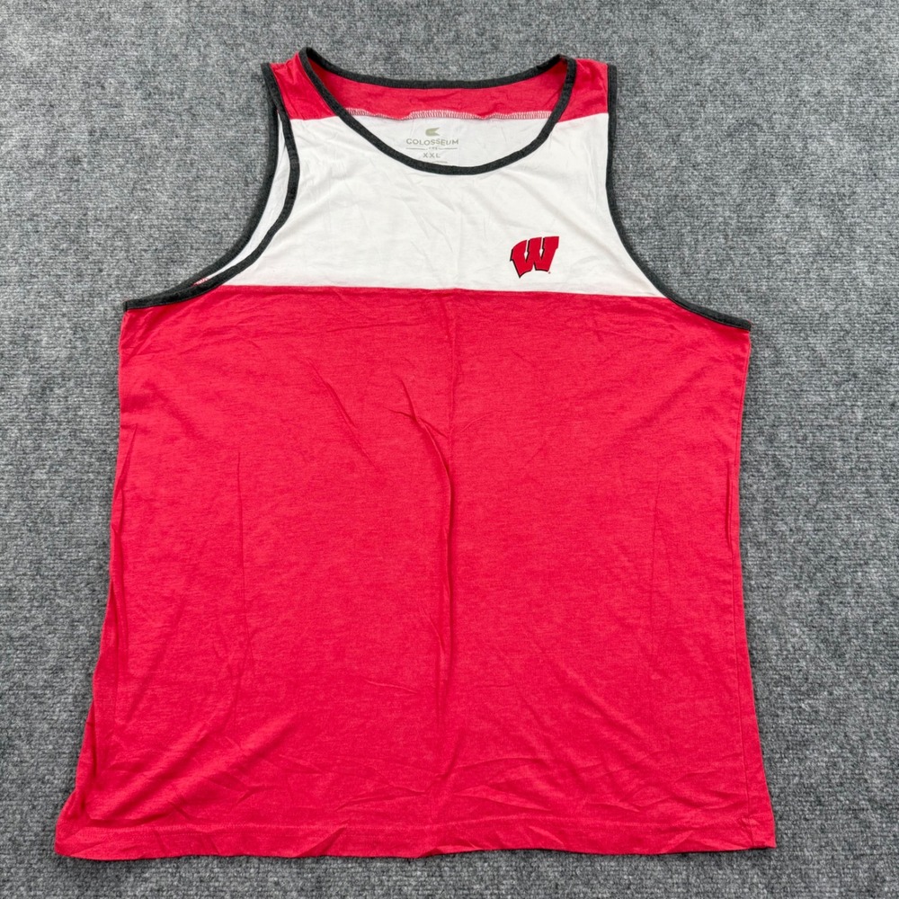 Colosseum Wisconsin Tank Top Size XXL Red White Striped NCAA Men's